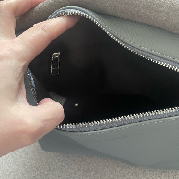 Christopher Kon Grey Pebbled Crossbody Leather Bag - Picture 11 of 16